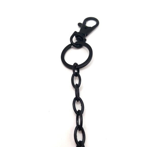 Black Goth Cross + Key 8 Inch Keychain or Purse Charm - Picture 4 of 5
